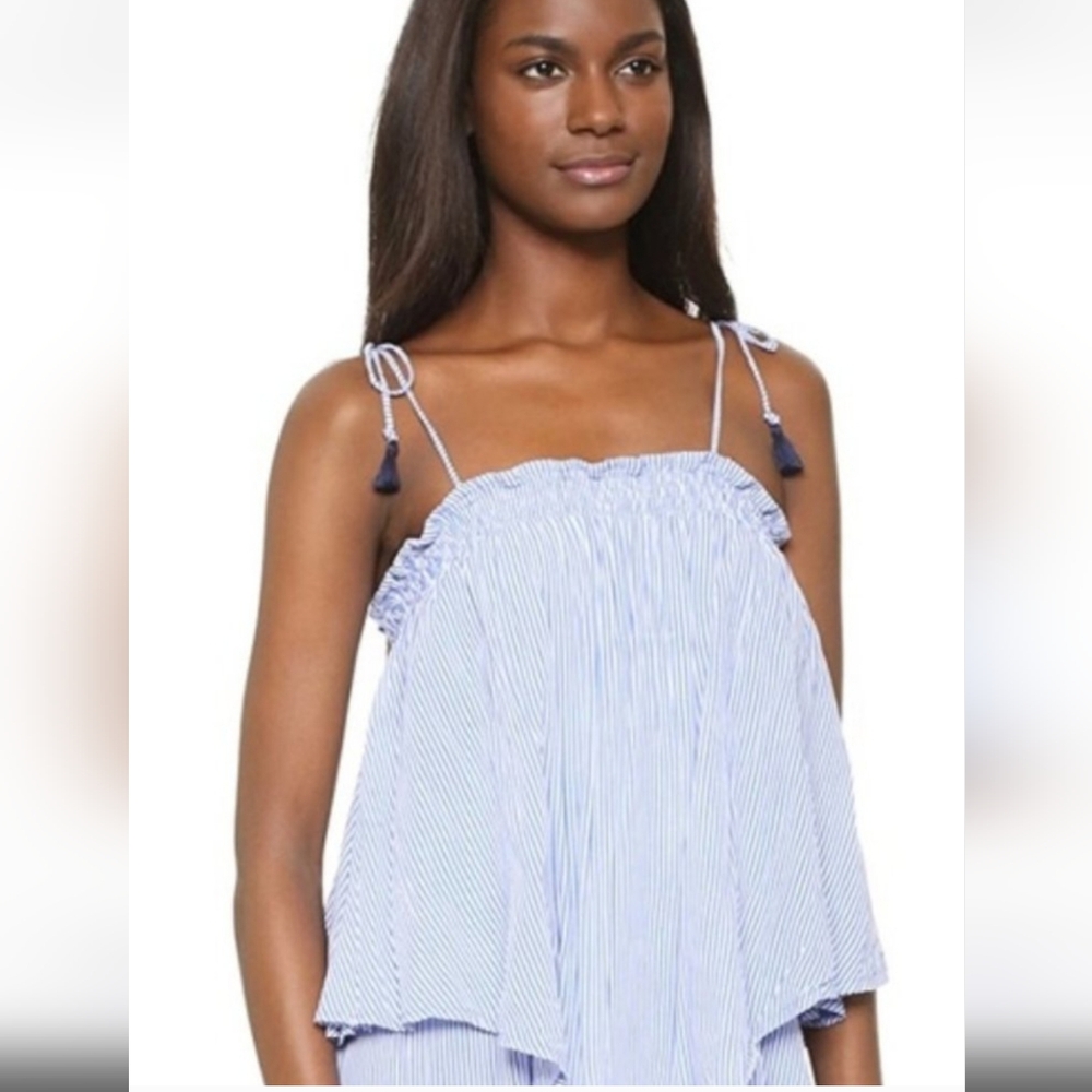 Faithfull The Brand Escape Blue And White Midi Dress Blue Size Small - Picture 2 of 5